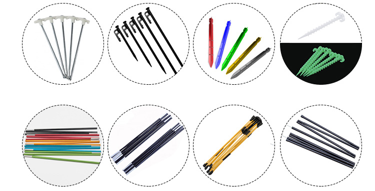tent pegs and poles